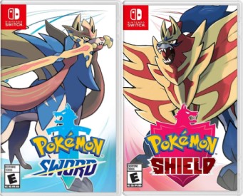 Capas dos jogos Pokémon Sword e Pokémon Shield.
