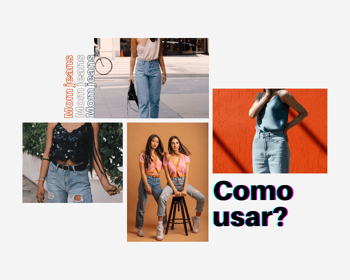 Inspirações de tendências anos 90 mom jeans