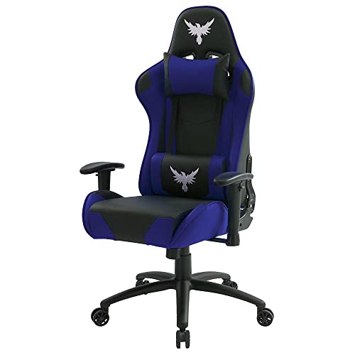 Cadeira Gamer Raven X-20 Estrutura de Metal, braço 2d Encosto reclinável até 180 Graus Preta/Azul - Flexinter