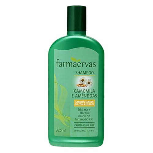 Shampoo Camomila E Amêndoas, Farmaervas, Amarelo, 320Ml