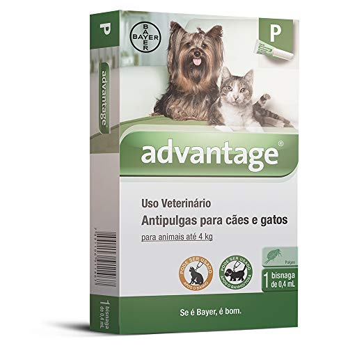 Antipulgas Advantage Bayer para Cães e Gatos de até 4kg - 1 Bisnaga de 0,4ml