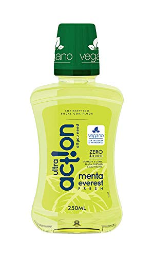 Ultra Action Enxaguante Bucal Menta Everest Sem Alcool Sem Triclosan Sem Parabeno Previne Contra A Cárie Hálito Saudavél Produto Vegano 250 Ml