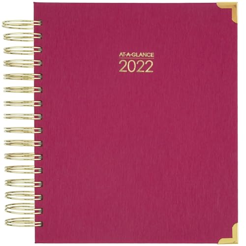 Agenda diária e mensal 2022 da AT-A-GLANCE, 17,78 cm x 21,96 cm, média, capa dura, Harmony, Berry (6099-806-59)