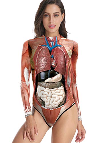 Maiô Cosplayer Esqueleto Uma Peça Novidade Estranho Divertido Cosplay Costume Bodysuits, Organs, Large-X-Large
