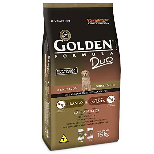 Ração Golden Duo para Cães Adultos Sabor Frango e Carne, 15kg Premier Pet Para Todas Grande Adulto,