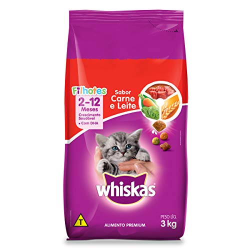 Ração Whiskas Carne e Leite Para Gatos Filhotes 3 kg