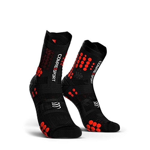 Meia de Trilha Compressport Trail V3.0 - Preta/Vermelha T1