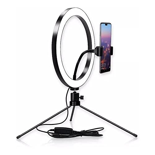 Ring Light Selfie Anel com Mini Tripe Led 10 Polegadas Profissional Mesa Youtuber Make