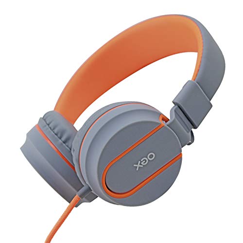 Fone de Ouvido Headset com Microfone OEX Neon HS106 - Cinza e Laranja