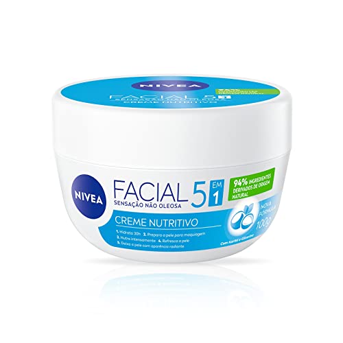 NIVEA Creme Facial Nutritivo 100g - Sua fórmula à base de água, Karité e Vitaminas hidrata por 30h sem deixar a pele oleosa, além de ser um ótimo primer