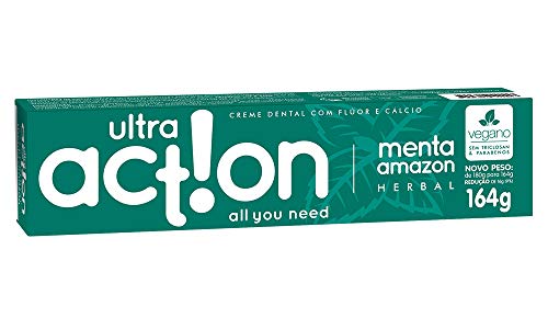 Creme Dental, Menta Amazon, 164 g, Ultra Action, Branco