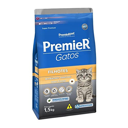 Ração Premier Ambientes Internos para Gatos - 1,5kg Premier Pet Filhotes - Sabor Frango