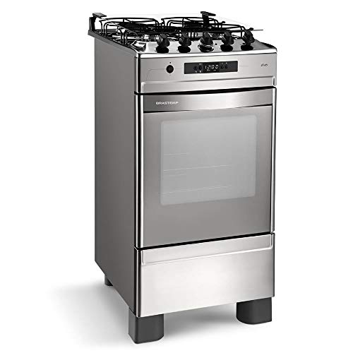 Fogão Brastemp 4 bocas cor Inox com grill e timer digital - BF150AR 110V