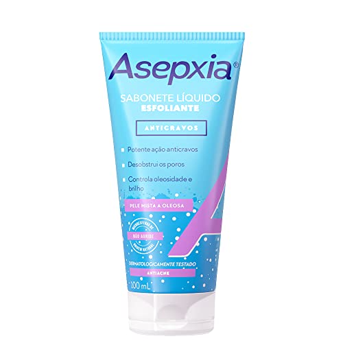 Asepxia - Sabonete Líquido Esfoliante com potente Ação Anticravos, 100ml, Dermatologicamente Testado
