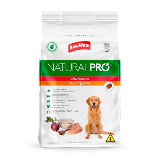 Ração Baw Waw Natural Pro para cães adultos sabor Frango e Arroz - 15kg