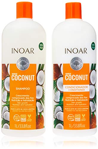 Kit Shampoo e Condicionador Bombar Coconut com Óleo de Coco 2x1L, Inoar
