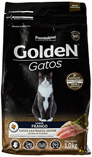 Premier Pet, Ração Golden para Gatos Sênior Castrados sabor Frango - 1kg