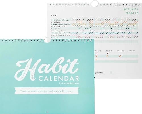 Calendário de rastreamento de hábitos e agenda de listas, rastreador de hábitos em espiral com objetivos graváveis, 12 meses desatualizado, 20,32 x 25,4 cm