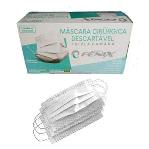 Máscara Cirúrgica Tripla Descartável caixa c/ 50 unid. com registro ANVISA cor branca Indústria Brasileira