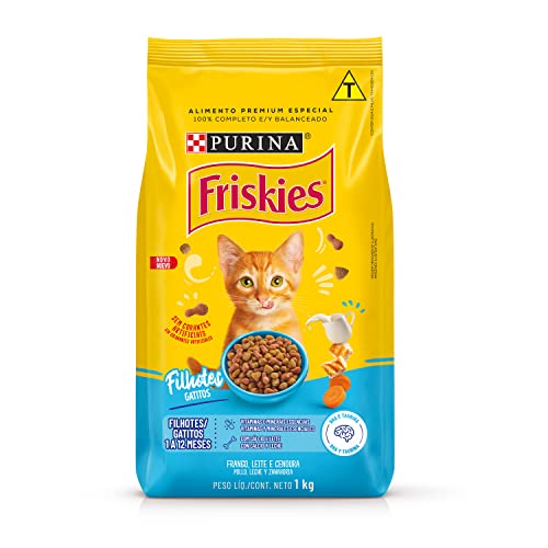 Purina Friskies Ração Friskies Para Gatos Filhotes Sabor Frango Leite E Cenoura - 1Kg Purina Para Todas De Raça Todas As Fases - Sabor Frango