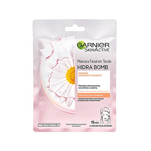 Máscara Facial em Tecido Hidratante Garnier Hidra Bomb Camomila Calmante, 32g, Incolor