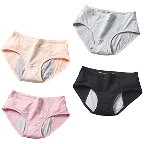 EXCEART 4 Pcs Calça Tia Cueca De Época Pantaletas De Algodon Para Mulheres Roupa Íntima De Período Para Mulheres Pesadas Calcinha De Período Antes e Depois Garota Algodão Brilho Labial