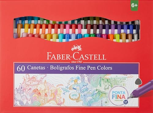 Caneta Ponta Fina, Faber-Castell, Fine Pen,FPB/ES60ZF, 60 cores, Multicor