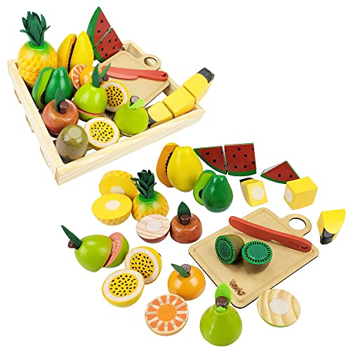 Coleção Comidinhas Kit Frutinhas Com Corte-11 Frutas+Faca+ Caixa+Tábua, New Art