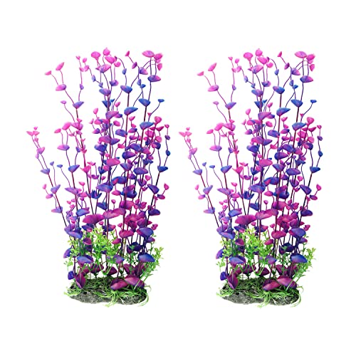 Decoração de aquário CNZ, decoração de aquário, enfeite de enfeite de plástico roxo artificial, 40 cm