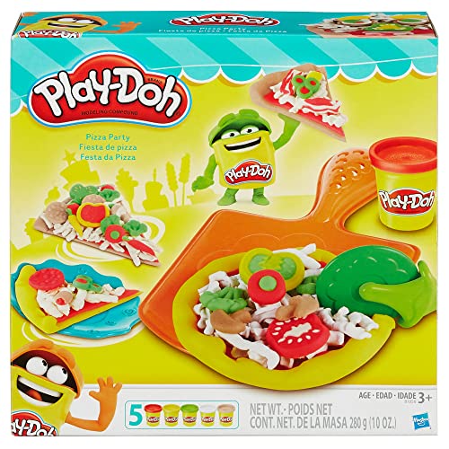 Play-Doh Conjunto de Massinha Festa Da Pizza, kit com 5 potes de massa de modelar e acessórios, para crianças acima de 3 anos