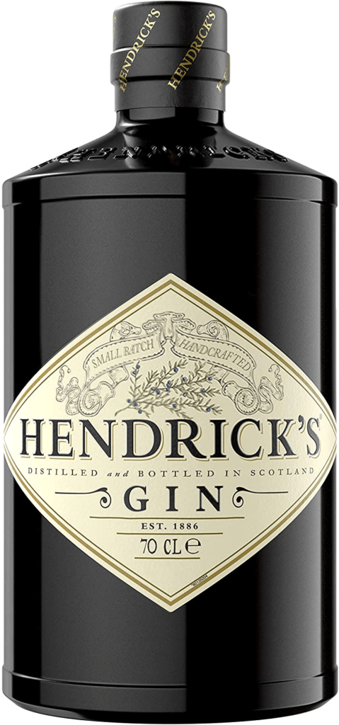 qual gin comprar Garrafa de gin da marca Hendrick's.
