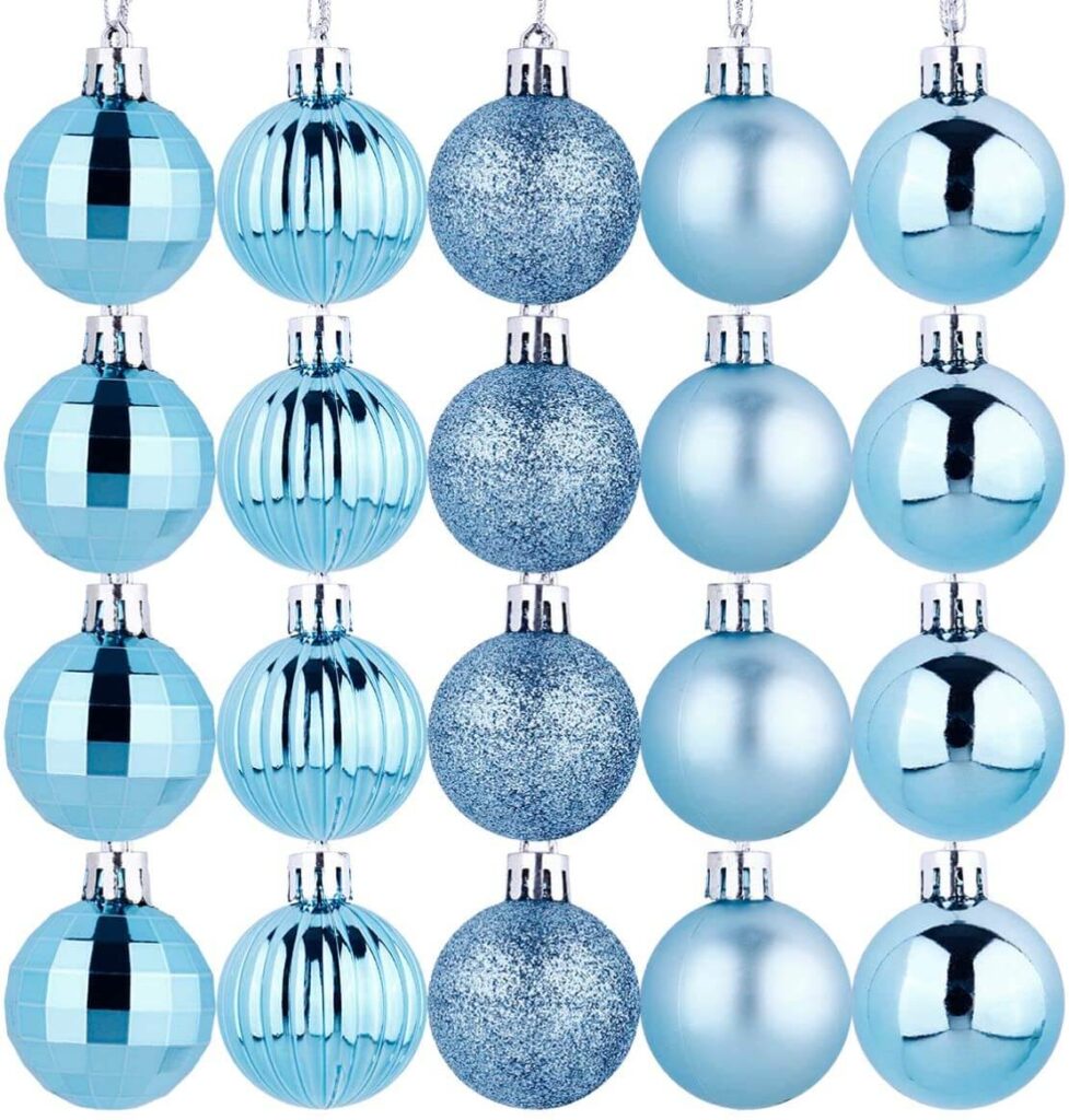 Enfeites de Natal azuis para pendurar em árvore