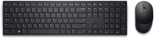 Imagem de um teclado e mouse sem fio da Dell.